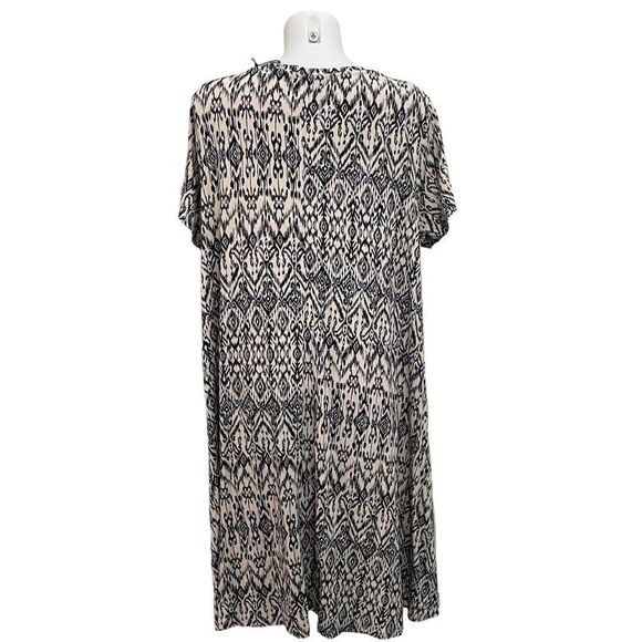 RACHEL ZOE Cream Aztec Print stretch Slip On Shift Dress short sleeve sz 2X - Picture 4 of 8